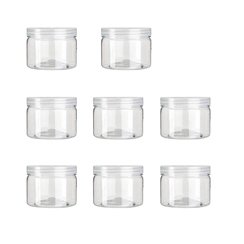 

5Pcs Food Storage Jars Set of 8 85x6x65cm Bpa-Free Pet Plastic Clear Containers with Screw-on Lids for DIY Clay Ingredients
