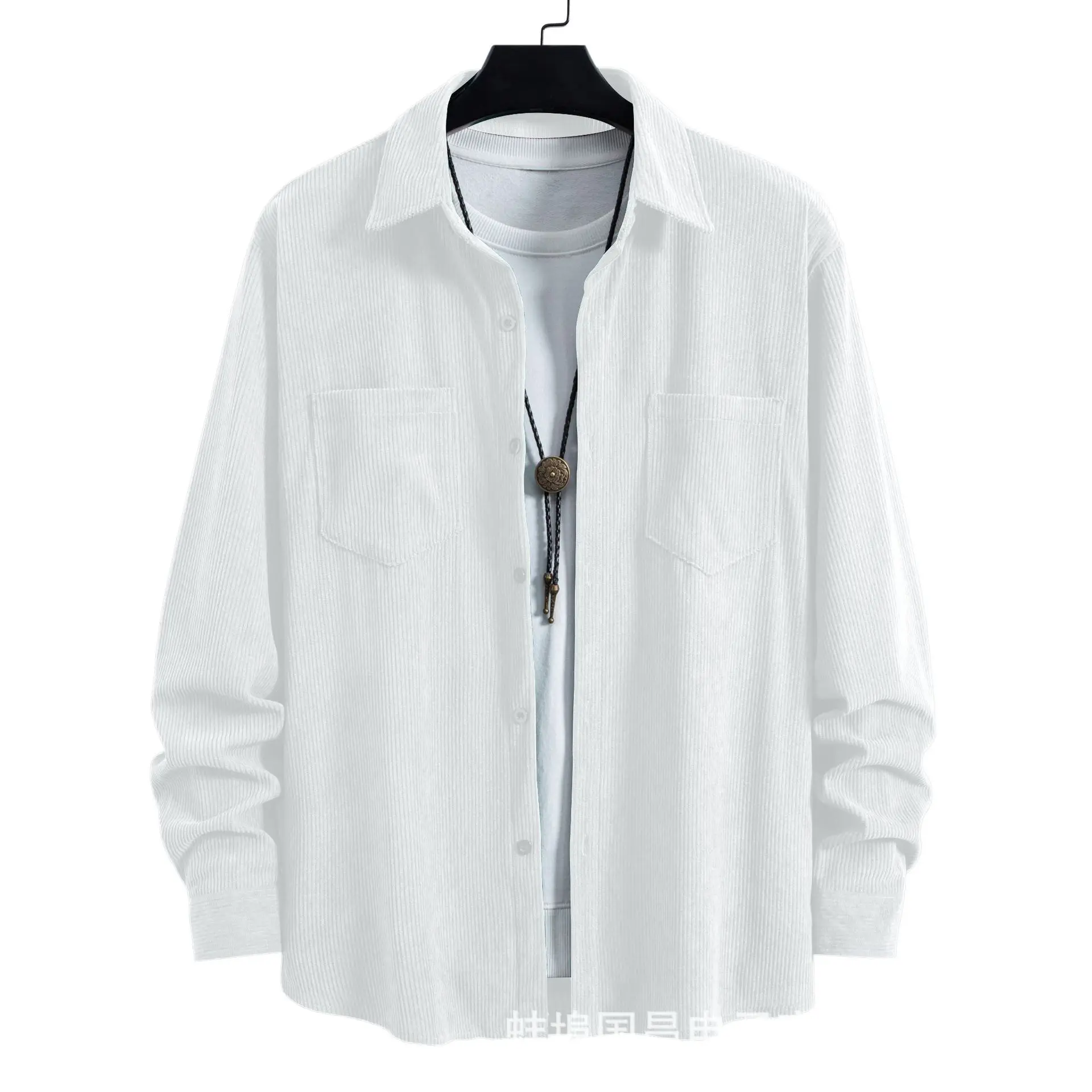 Blouse Men Summer Casual Spring New Corduroy Solid Color Lapel Cardigan long-sleeved Buttoned Retro Casual Shirt men's Clothing