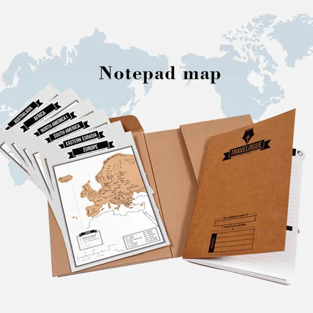 Journal Diary Notebooks Scratch World Map Travelogue Travel Log Notebooks