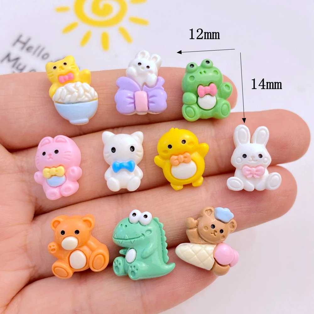 20Pcs New Cute Resin Mini Rabbit, Dinosaur, Frog, Bear, Cat Flatback  Jewelry Making Manicure Hairwear Accessorie