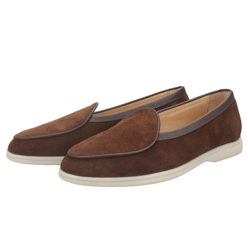 Piergitar Four Colors Suede Natural Sole Loafers For Everyday Wear Classic Design Summer Walk Handmade Slip-On Men's Slippers