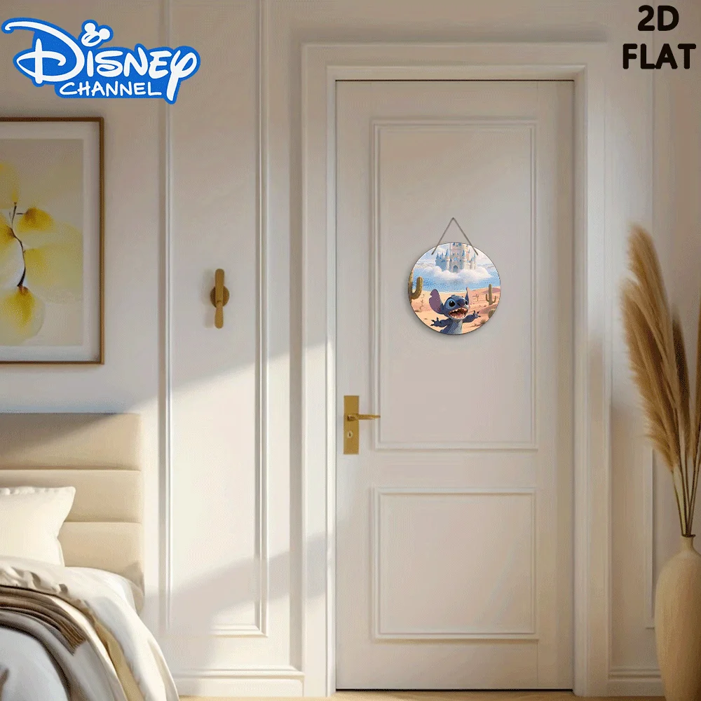 مسطح ثنائي الأبعاد - ديكور منزلي ثنائي الأبعاد قطعة واحدة معلقة على لوحة باب خشبية مستديرة ثنائية الأبعاد - 7.87 × 7.87 بوصة، طراز حديث، استخدام داخلي، مثالي لـ Youn