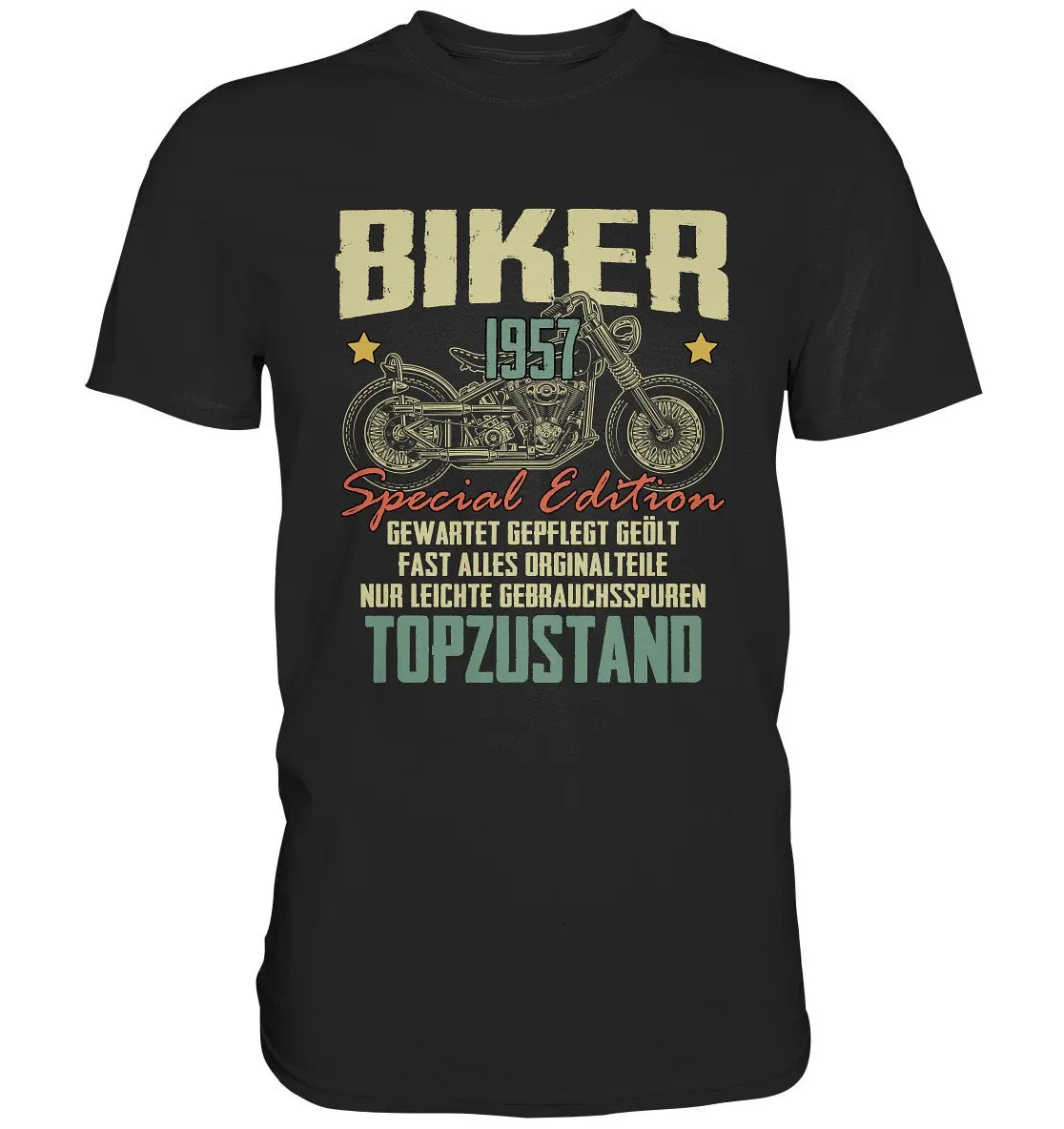 66Th Birthday Motorcyclist 66 Years 1957 Biker Motorcycle Retro T Shirt