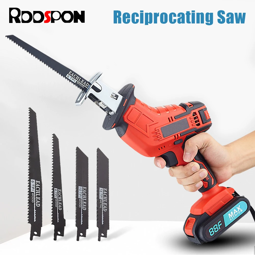 

21V Cordless Electric Reciprocating Saw Multifunctional Lithium Electric Saw Variable Speed Chainsaw Metal PVC Wood Cutting Tool