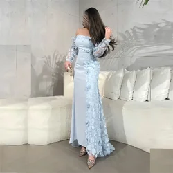 Customized Dearin Off-the-shoulder Column Hi-Lo Length Skirts Tulle Flower Bespoke Occasio