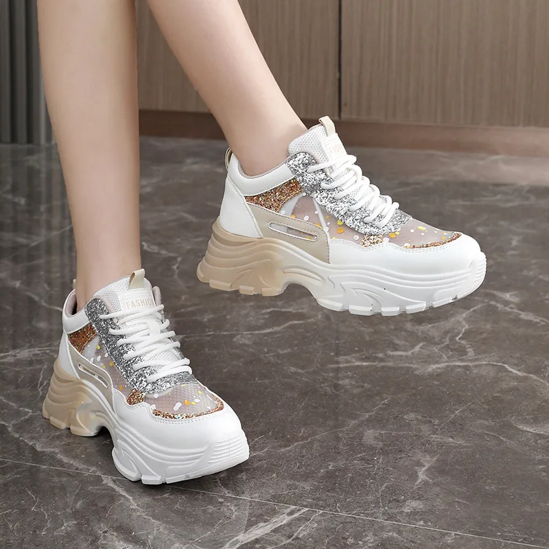 

New fashionable sneakers for the 2025 summer season: Casual thick-soled, durable mesh, color-blocking student dad shoes