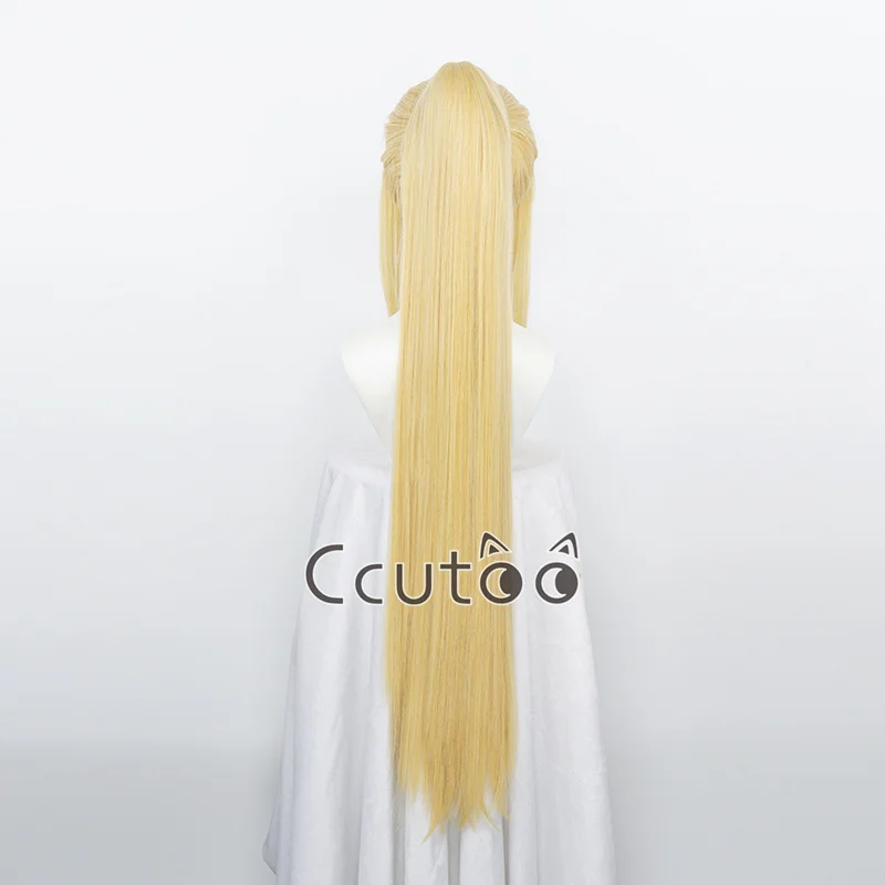 Winry Rockbell Peluca de Anime FULLMETAL ALCHEMIST, cabello sintético largo dorado, cola de caballo, disfraz de Cosplay, pelucas