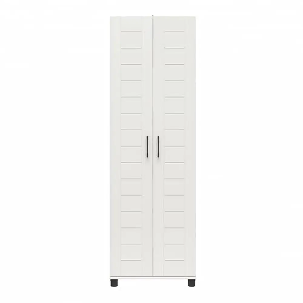 Wood White 2-Door Shiplap Cabinet Storage Organizer Kitchen Bedroom Closet Entryway Garage Flat Pack Assembly Ameriwood Home