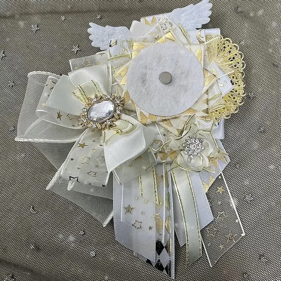 Japanese Blue Ribbon Badge Rosette ,Ita Bags Accessories,Miya Ita Bag Decoration, Lolita Bag Anime Cosplay Diy Decorate