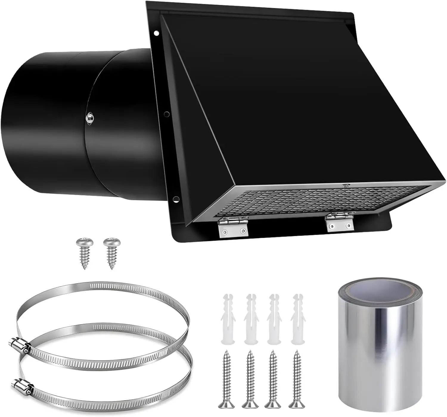 

6 Inch Galvanized Steel Wall Vent Cover with Hood, Screen, Damper for Outdoor Kitchen and Range Hood Ventilation