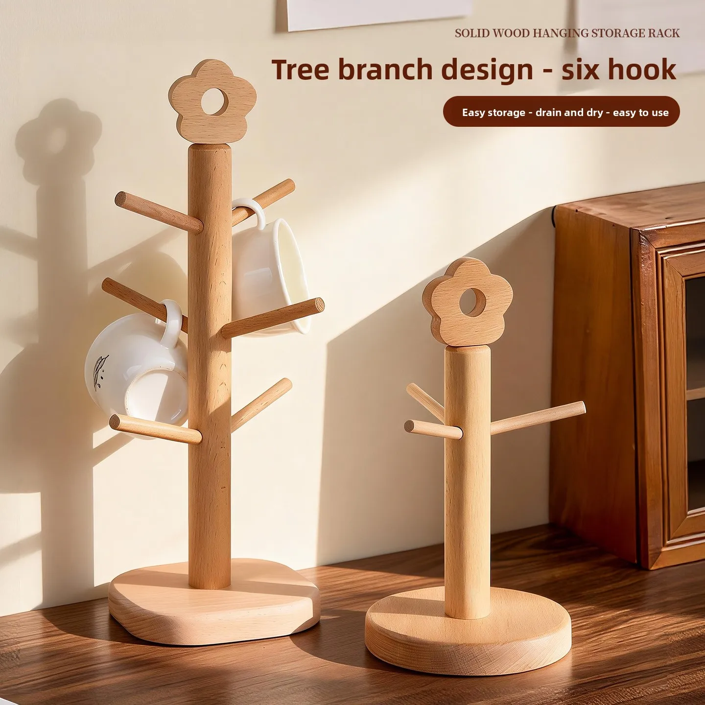 

Real Wood Cup Holder for Home Use Tea Cup Rack Mug Water Coffee Cup Stand Elm Wood Desktop Cup Inverted Storage Rack