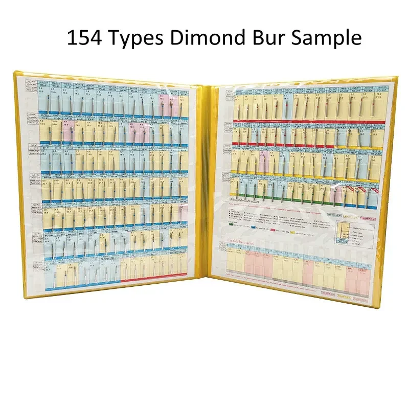 Katalog dentystyczne wiertła diamentowe z 154 typami FG Bur Drill Dentist Display przykładowa książka