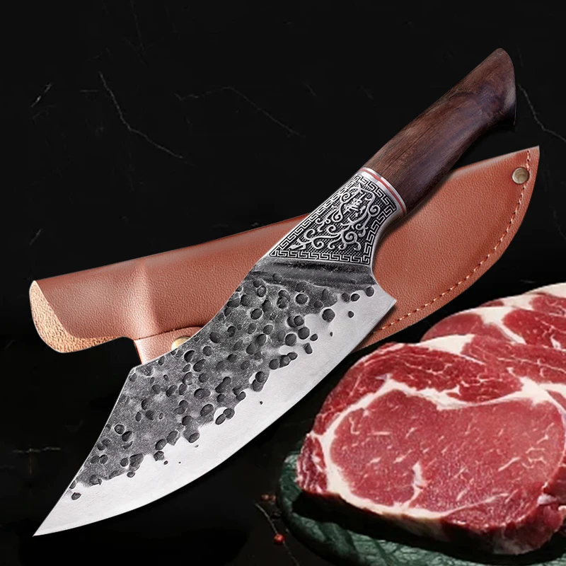 

Forged Steel Butcher Knife Handmade Kitchen Meat Cleaver Chinese Chef Slicing Carving Knife for Household