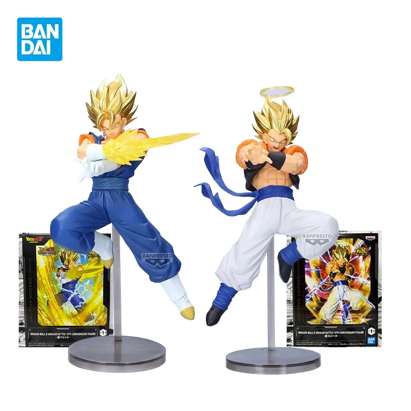 

В наличии BANDAI DRAGON BALL Z DOKKAN BATTLE SSJ Vegetto Gogeta, натуральная фигурка, аниме-модель, коллекционные игрушки, 19 см, рождественские подарки