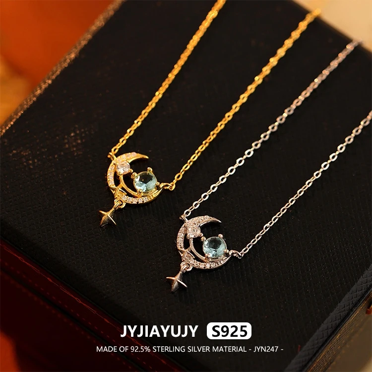 

JYJIAYUJY 100% Whole Original Sterling Silver S925 45CM Necklace Chain 15MM Starry Moon Dream Fashion Jewelry Gift Daily JYN247