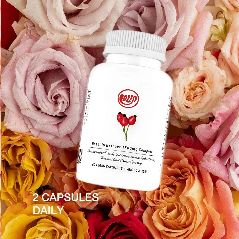 Rose fruit extract 1500mg, collagen formation containing vitamin C&E, with luminous, nourishing and firming effects, 60 capsules