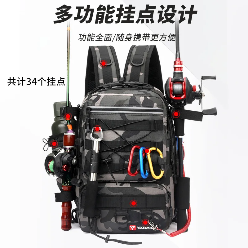 

Fishing Tackle Backpack Storage Bag Men Outdoor Shoulder Fishing Lure Gear Bags with Rod Pole Holder Camping Hunting Hiking Pack