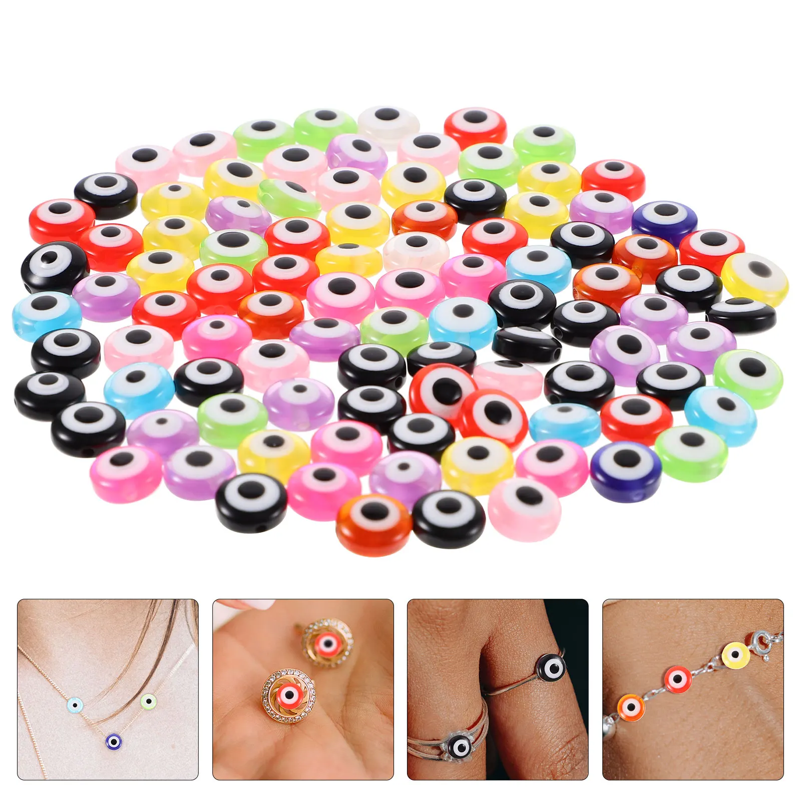 

200pcs Colorful Beads 8mm Round Delicate Eye Beads Eye DIY Jewelry Spacer Necklace Bracelet Making Tools