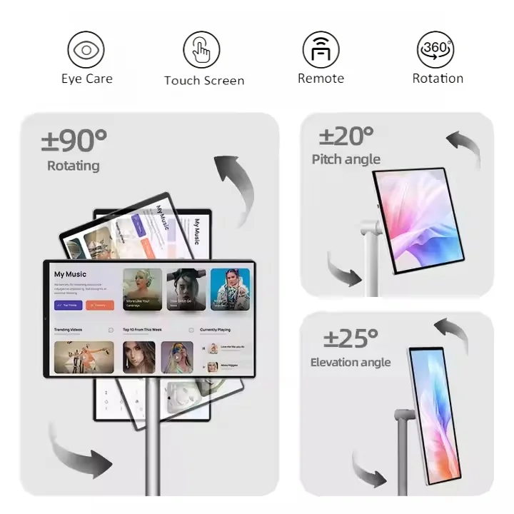 أفضل شاشة تلفزيون محمولة بنظام التشغيل Android مقاس 32 بوصة تعمل باللمس، شاشة تلفزيون ذكية للإلكترونيات البيضاء مع شاشة عرض إعلانات للكاميرا وشاشة LCD