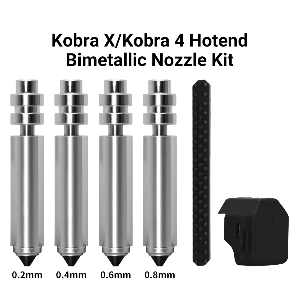 For Kobra X Combo Quick Swap Bimetallic Nozzle 0.2mm/0.4mm/0.6mm Upgraded High Temperature Resistance Nozzle for KobraX