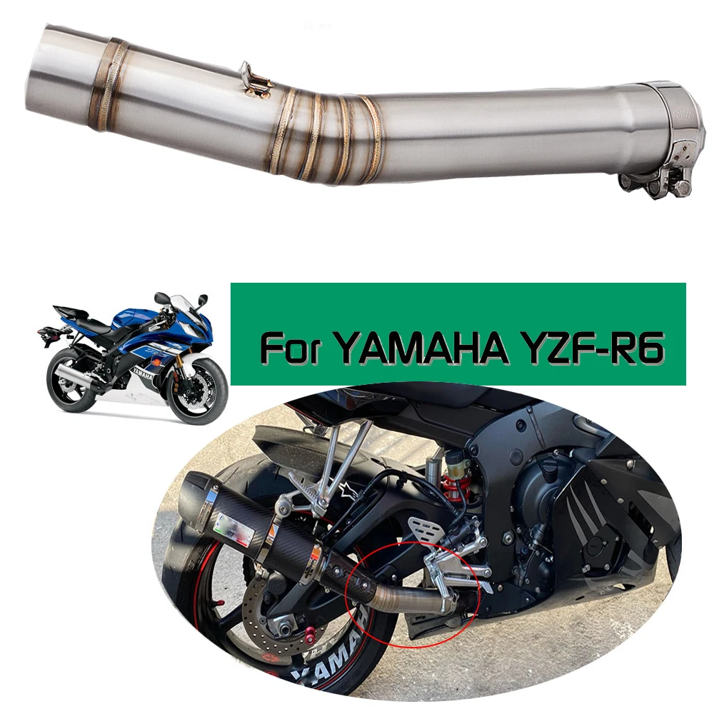 Exhaus Motorcycle t Escape Mid link pipe Moto Muffler 1998 1999 2000 2001 2002 2003 2004 2005 For YZF R6 YZF-R6 - view 4