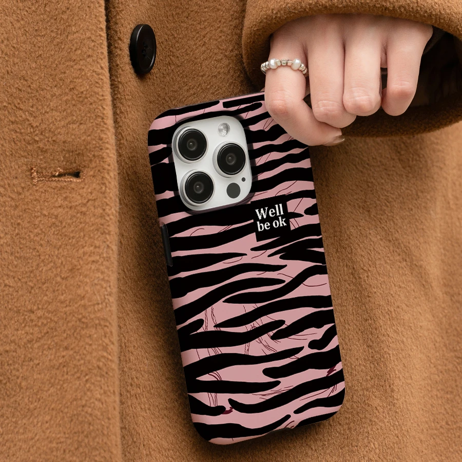 

Pink Zebra Texture Phone Case For IPHONE 15PRO MAX 14 13 12 11 PRO Plus 15pro Acrylic TPU Two in one Mobile Phone Cases