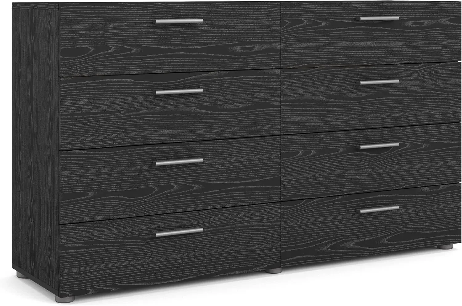 8 Drawer Double Dresser, Black Woodgrain