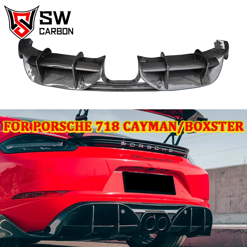 

For Porsche Boxster Cayman 982 718 Carbon Fiber Rear Diffuser Car Rear Bumper Lip Splitter Under Spoiler Upgrade Body Kit