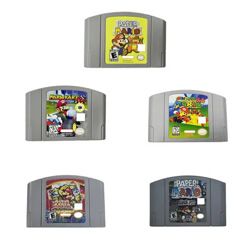 N64 USA NTSC Version 64-Bit-Konsole Videospielkassette Super 64-Kart-Party Paper Smash Mario Series Collection Geschenke Spielzeug