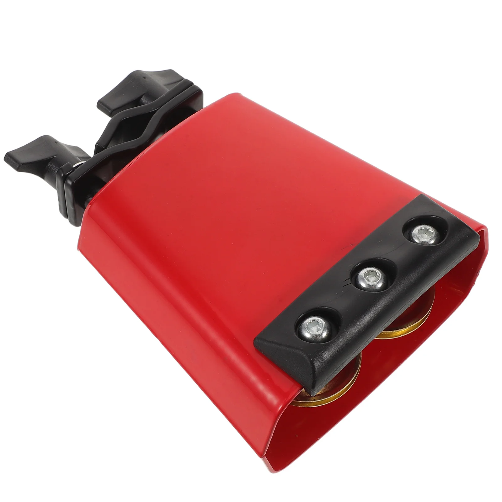 

Red Metal Cowbell with Mute Strip - Mountable Drum Set Accessory for Practice and Performance - Clip-on Percussion Bell