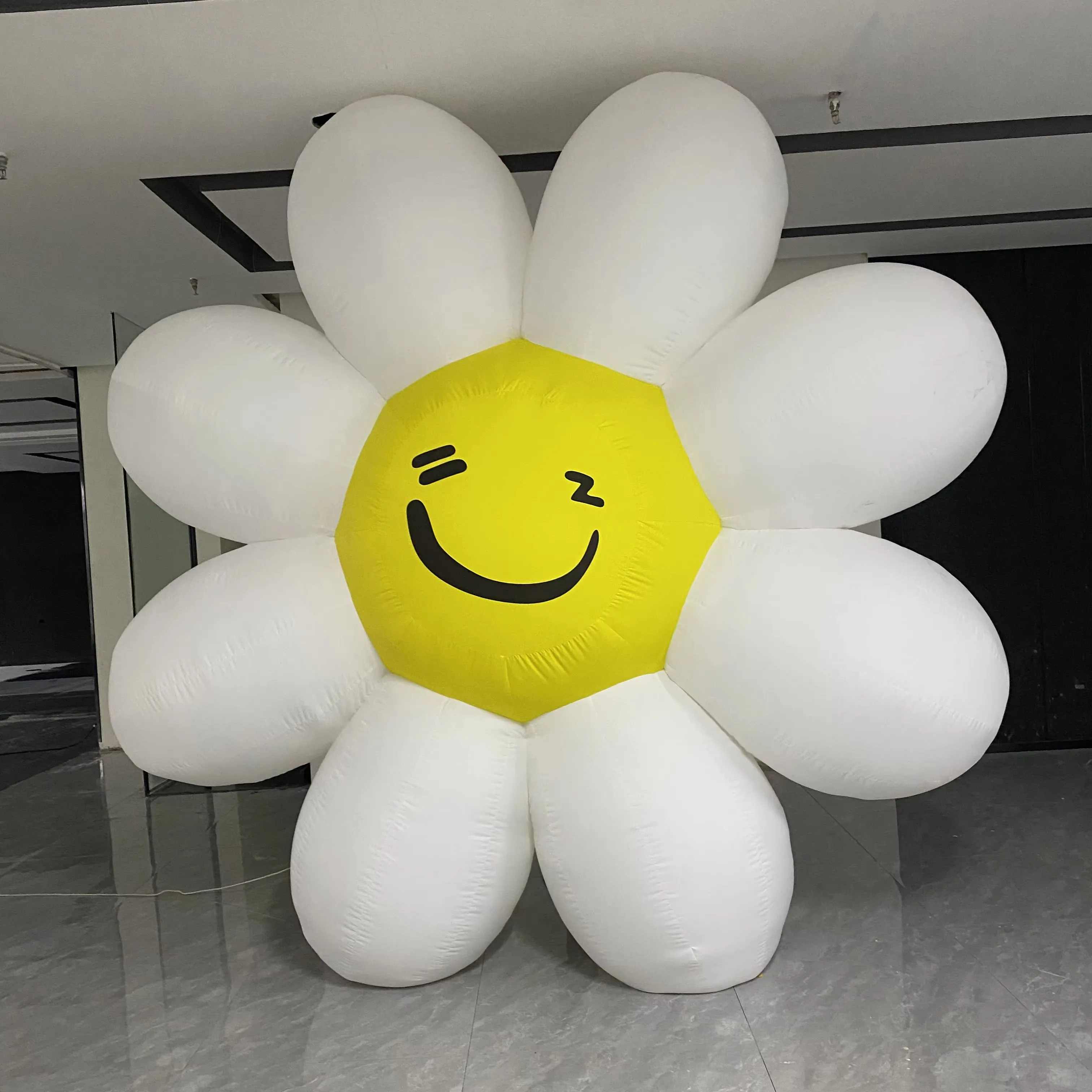 Giant Inflatable Cartoon Smiley Sunflower Air Blow Daisy Flower Balloon Outdoor Wedding Stage Decor Event Advertising Props