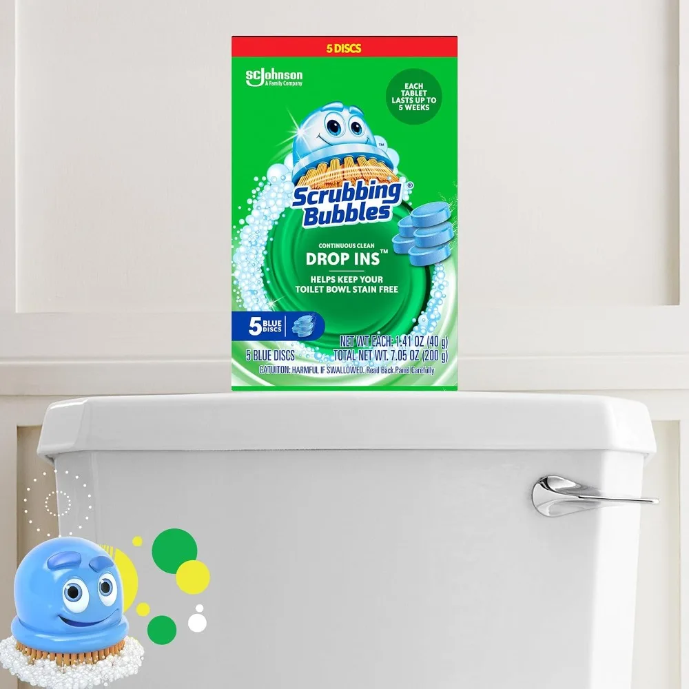 Continuous Clean Toilet Drop In Automatic Blue Toilet Bowl Cleaner Septic Safe Tank Tablets Removes Hard Water Minerals Limescale Stains and Odor Protection 5 Count Pack view 6