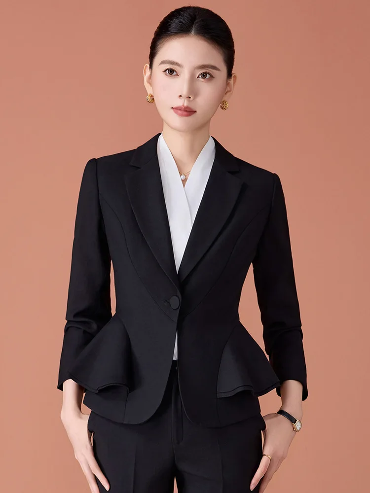 Professional women's formal suits for autumn and winter, hotel manager workwear, jewelry store front desk and bank work uniforms