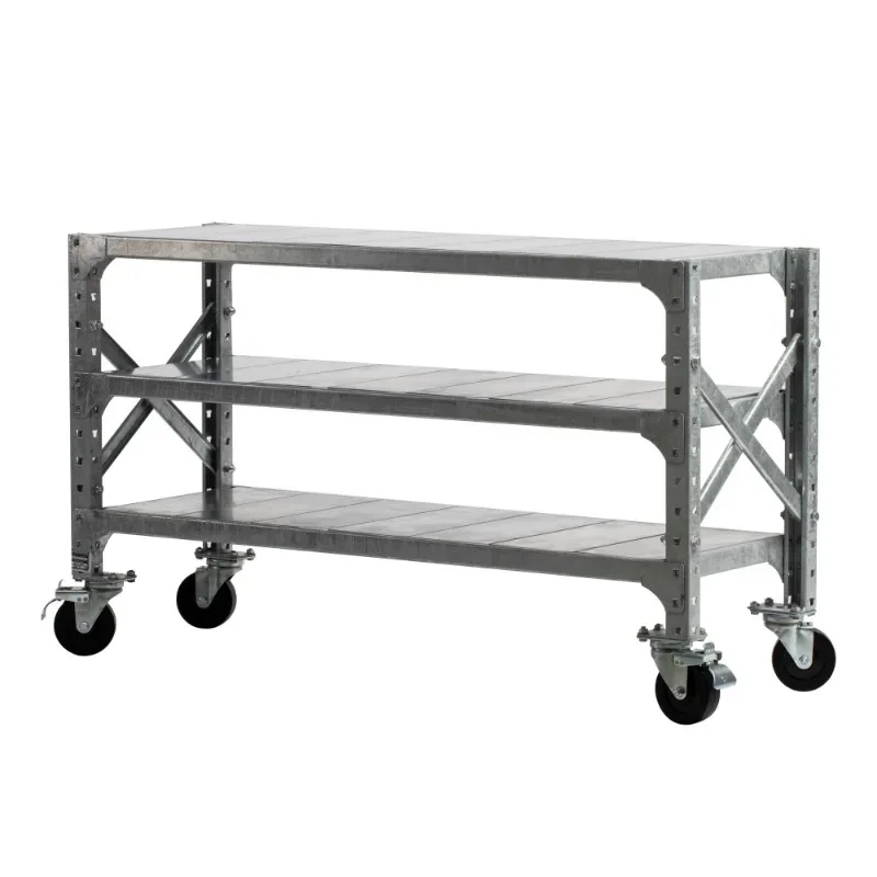 

Movable metal display rack Multifunctional rack with brake casters Galvanized rack