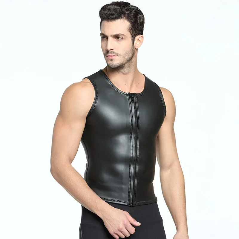 

Man 2MM Diving Warm Light Leather Vest Slippery Inner CR Super Elastic Swimming Diving Vest Male