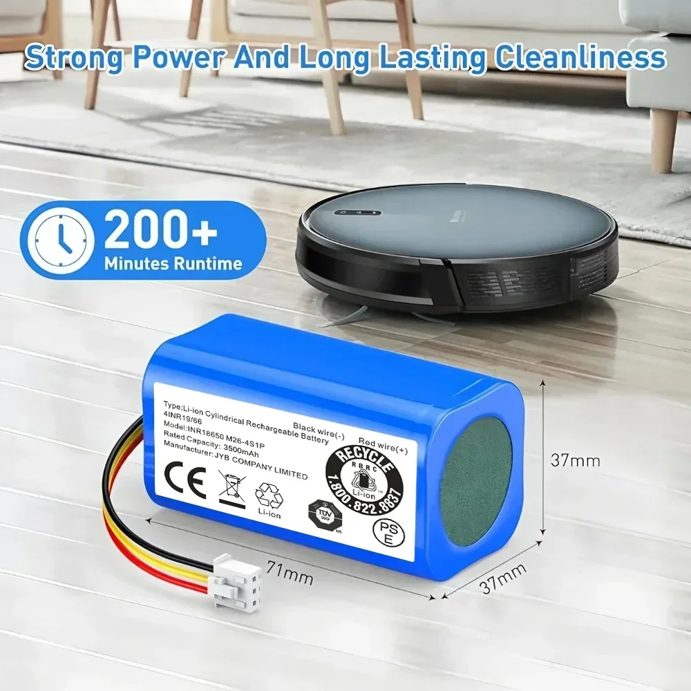 ‌14.4V 14.8V 12800mAh 18650 Li-ion Battery for Proscenic 800T/830P/820 Series & Liectroux C30B/XR500/E30 Robot Vacuum