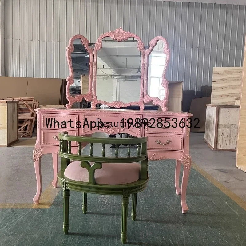 الفرنسية الرجعية القديمة الوردي مضمد الشمال الزجاج الصلب الخشب نحت زهرة خلع الملابس