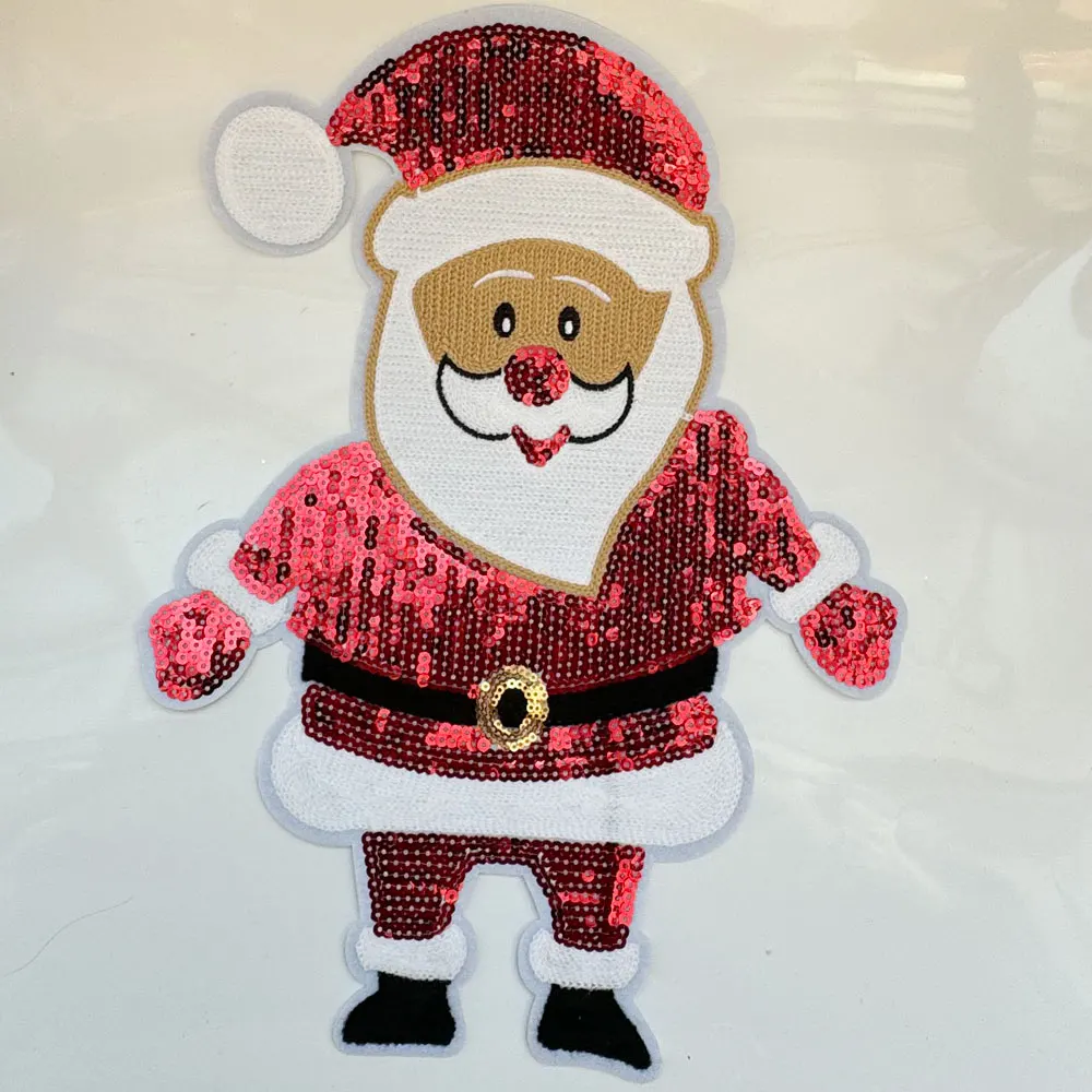 1 قطعة كبيرة سانتا كلوز الشنيل بقع زين الحديد على رسائل للملابس أكياس الأحذية تطبيق لصفحة الظهر DIY بها بنفسك #5