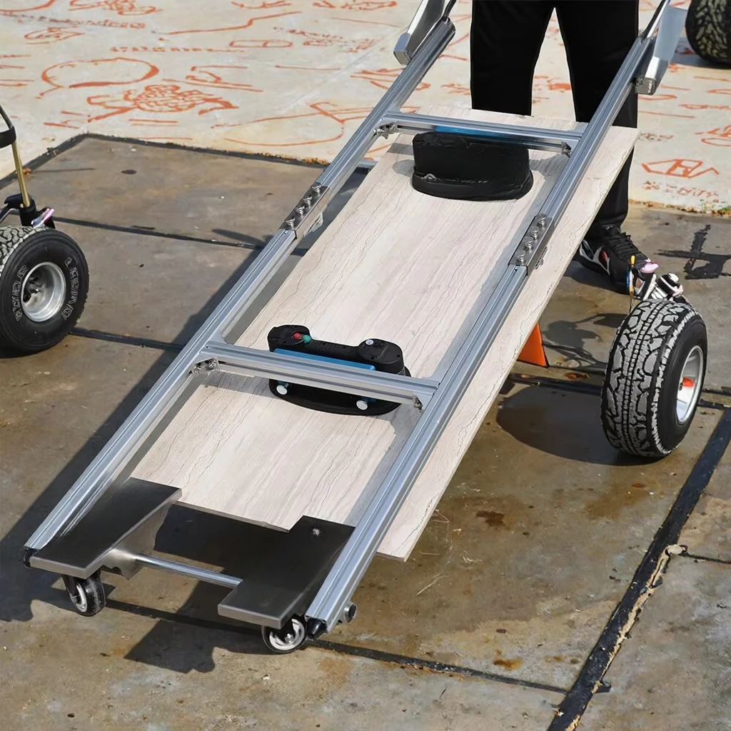 Adjustable Frame Large Format Ceramic Tile Transport Trolley Durable Aluminum Flat Building Cart for Tile Handling