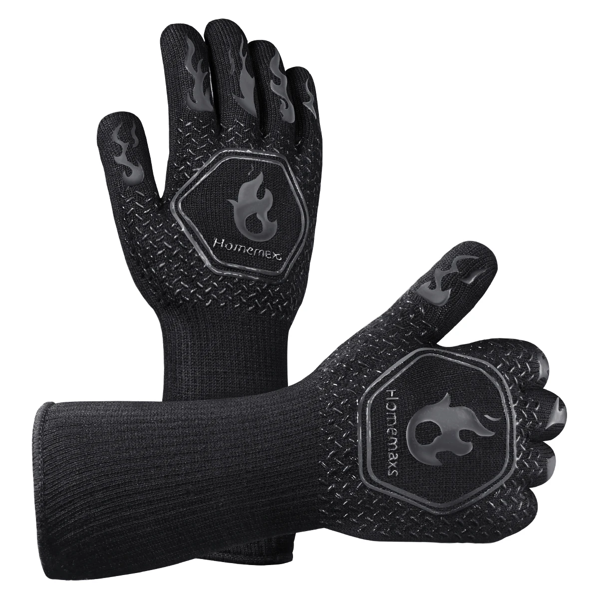 

Black 13.78 Inch Heat Resistant BBQ Gloves Silicone Oven Mitts Kitchen Gadgets Protective Wrist Guard Grilling Accessories