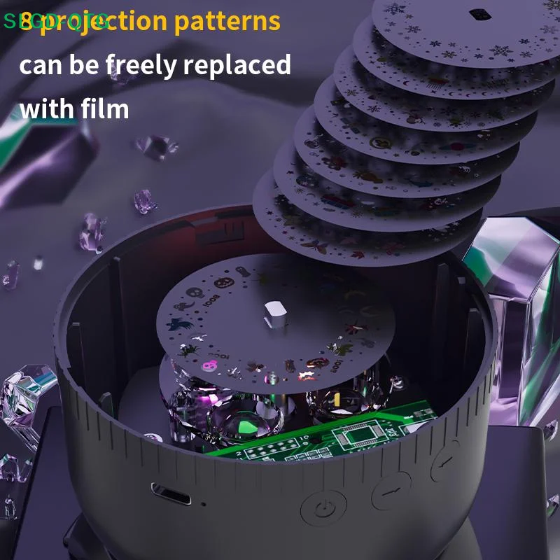 Dynamic Rotating LED Projector Light Rechargeable Ocean Lights Projector Adjustable Brightness LED Atmosphere Light For Bedroom