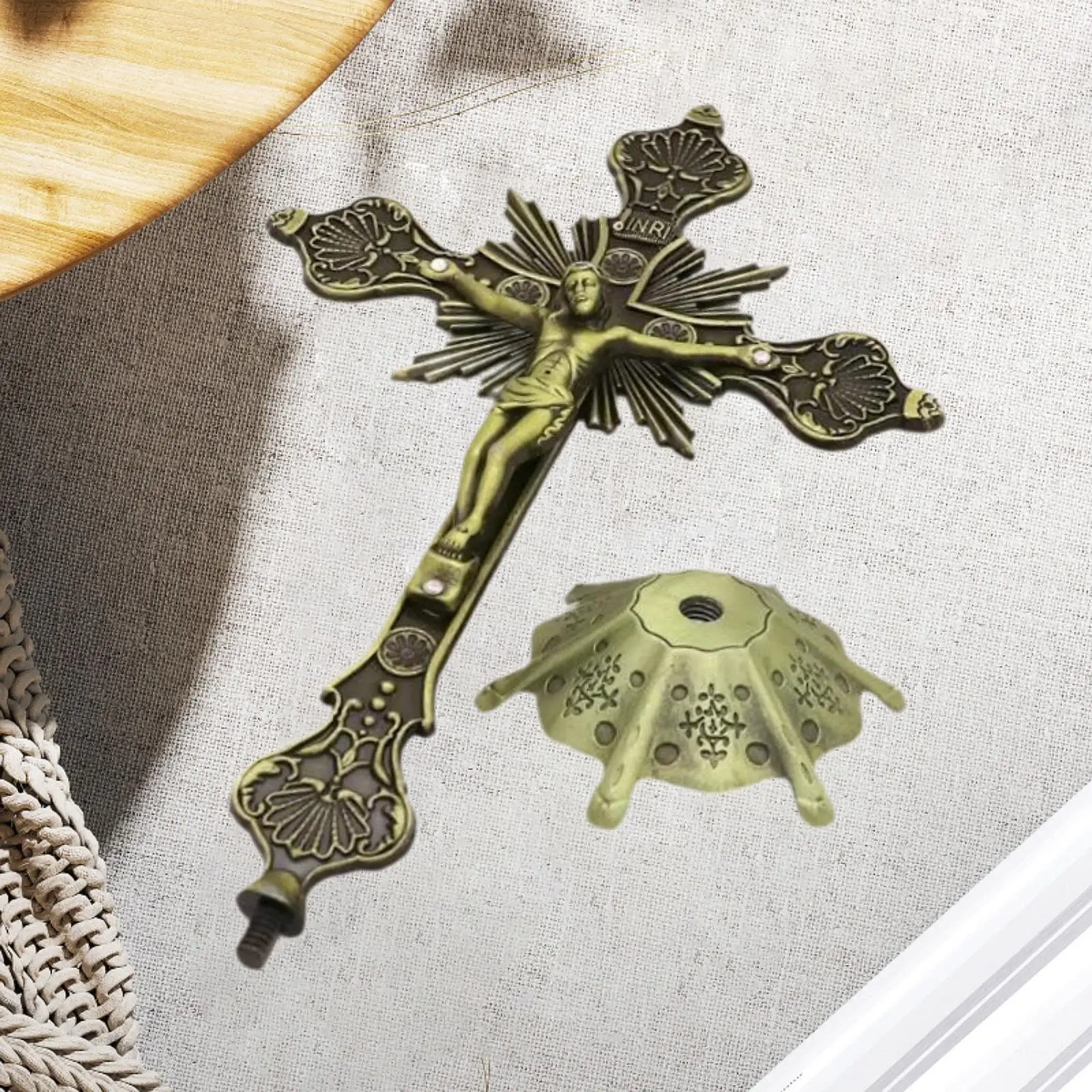 Table Cross Sculpture Collection Standing Crucifix Jesus on The Cross Statue for Home Chapel Altar Tabletop Christian Decoration