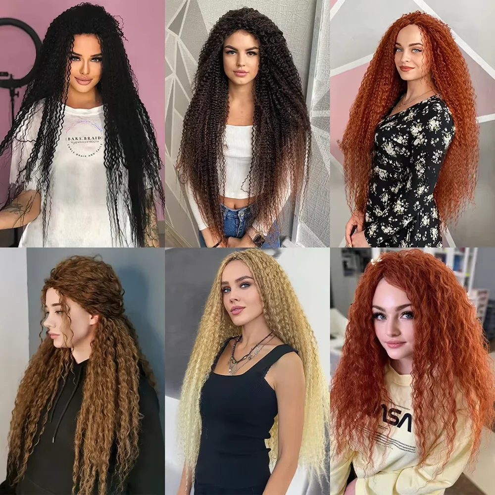 20 بوصة الاصطناعية البرازيلي الضفائر Crocet الشعر لينة أومبير مارلي وصلات شعر ياكي غريب مجعد الكروشيه الشعر للنساء السود