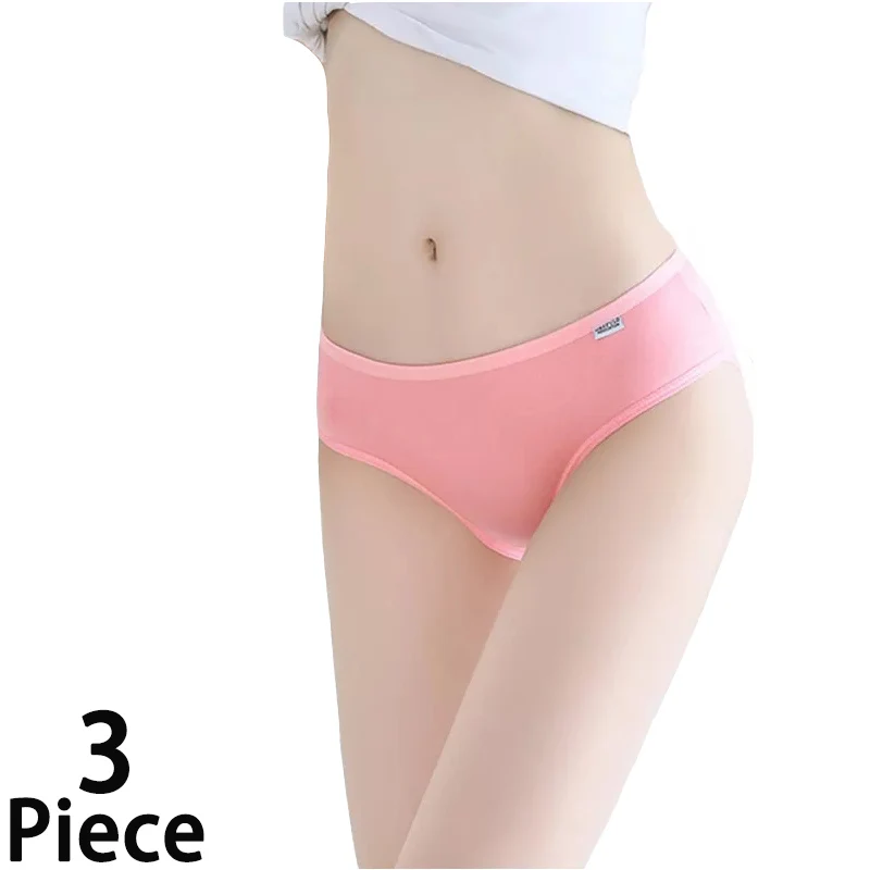 

3Pcs Cotton Underwear Women's Sexy Panties Girls Briefs Plus Size Comfortable Underpants Solid Color Underwear Female Intimates