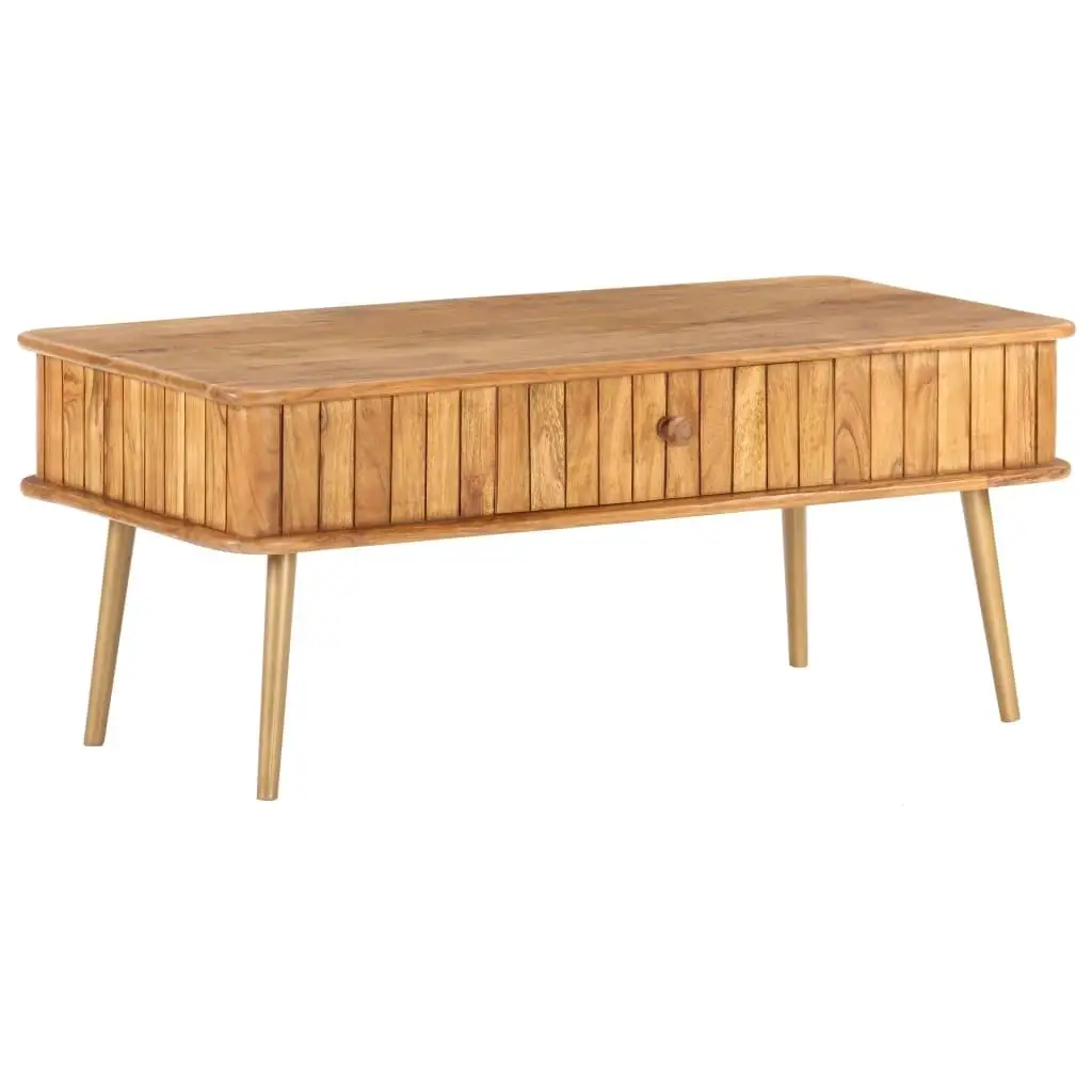 Mesa de centro de madera de acacia de 39,4 pulgadas: diseño moderno, duradera y elegante para sala de estar