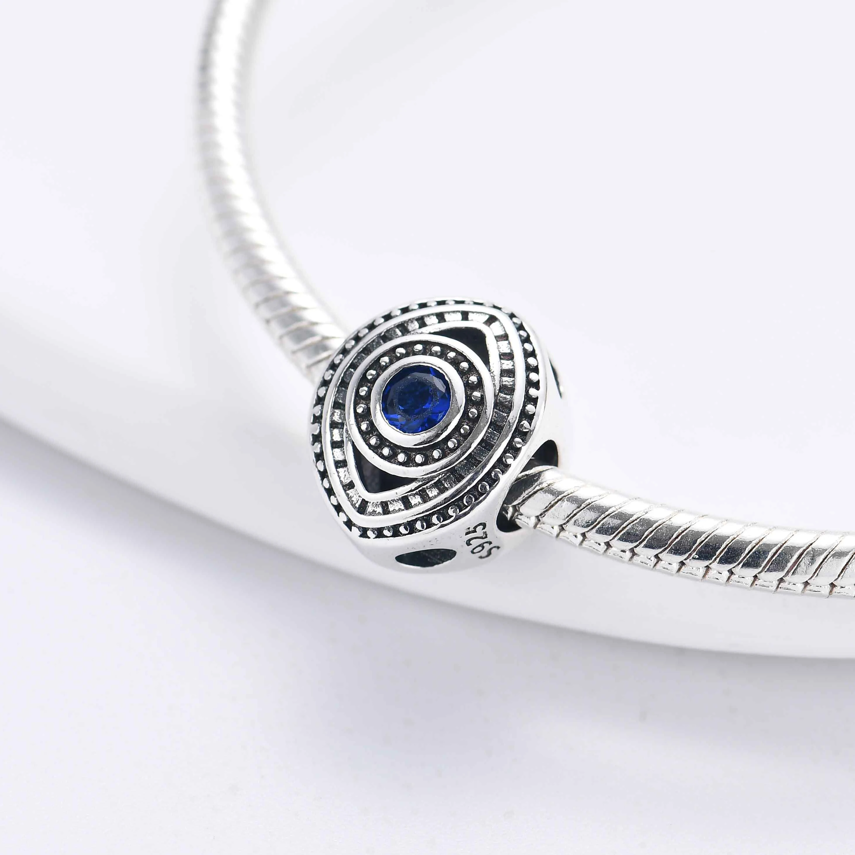 2026 New 925 Sterling Silver Evil Eye Hamsa Hand Turkish Blue Eye Enamel Zircon Dangle Charms Beads Fit Bracelet  Lucky Jewelry