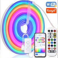 TUYA RGBIC Neon LED Strip 5m/16.4ft 5V Flexible LED Tape Strip  Addressable Neon Rope Light USB Dreamcolor Neon Strip For Home
