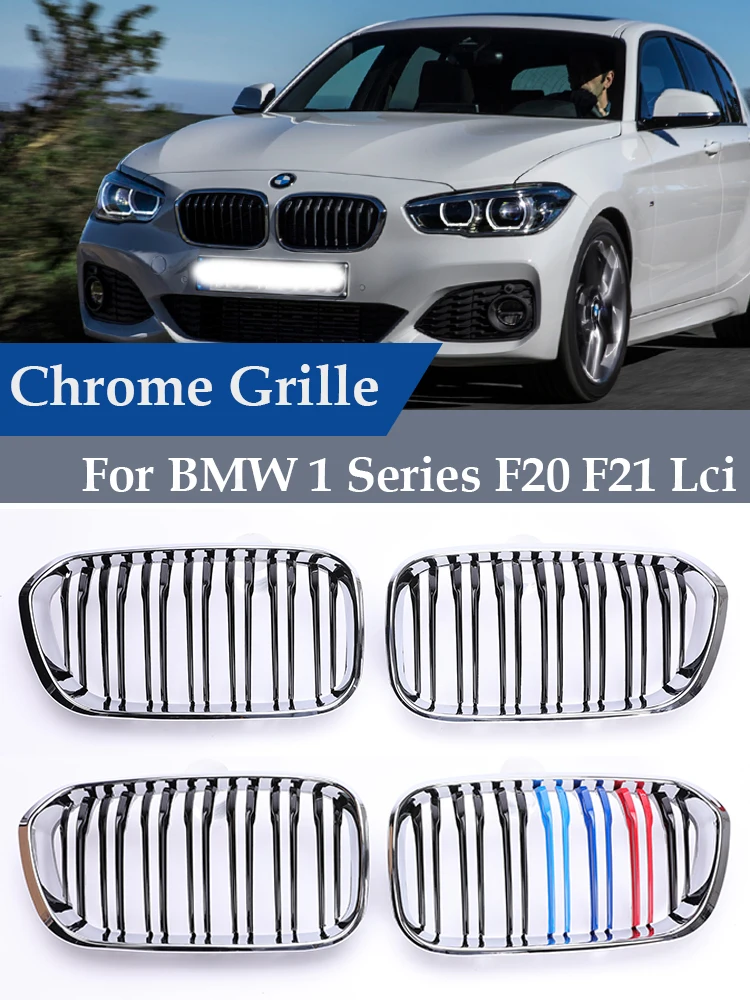 

Front Bumper Chrome Silver Frame Grill Black M Color Grille For BMW 1 Series F20 F21 Facelift 2015-2019 116d 118d 120d 125d M135