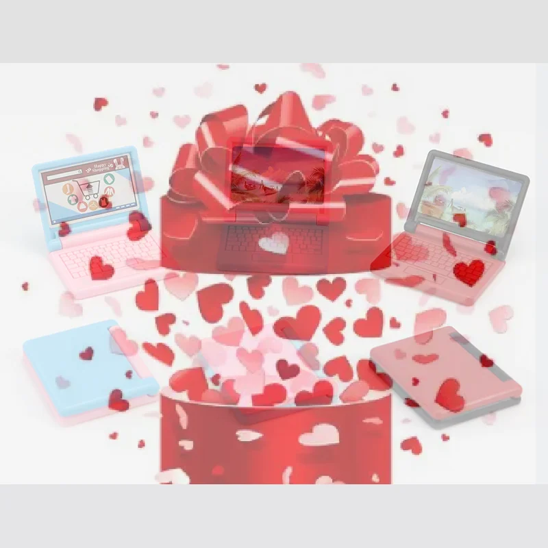 لابتوب مصغر كرتوني للديكور، نموذج مصغر للعب، ديكور لمنزل الدمى ومشاهد المنزل