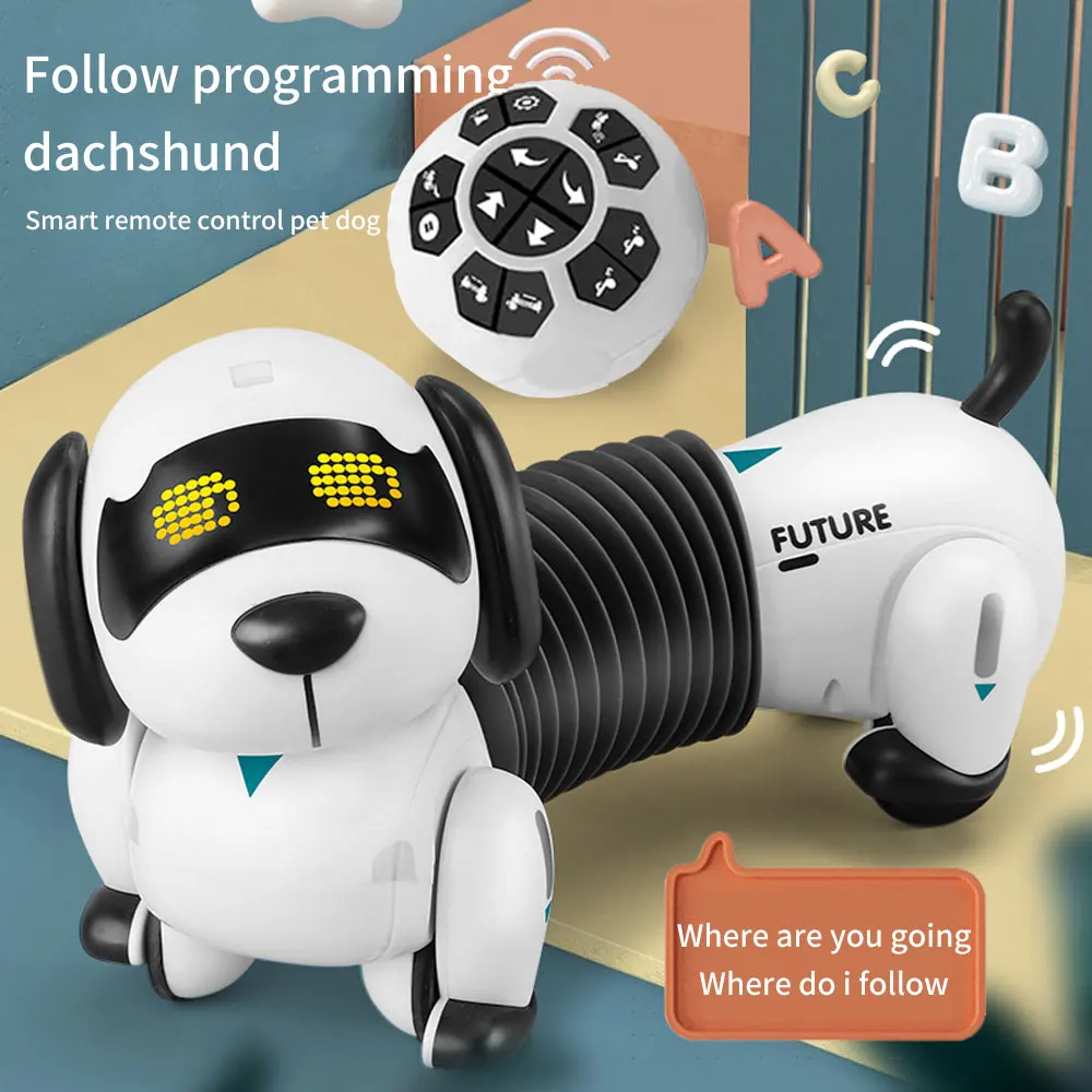 Robot Dog Toy Interactive RC Puppy Programable Sing Song Dance Electronic Animal Toy Music Remote Control Dog Pet USB Charge